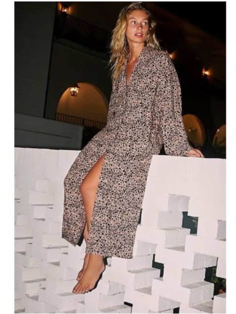 Free People Animal Print Daria Maxi Duster Shirt Dress | M